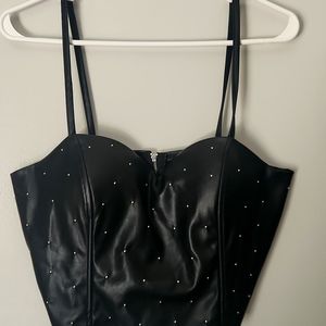 Say What Black Leather Crop Top